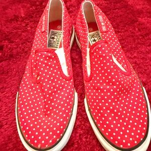 Converse Red and White Polka Dot Slip-Ons
